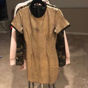 Shiny Gold dress with Black Trim